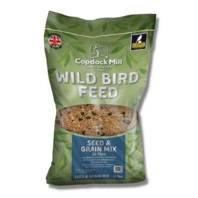 Image of Copdock Mill Wild Bird Seed &amp; Grain Mix 12.75kg Bag All Year Round High Energy Food 100% Natural Ingredients Including Sunflower Seeds and Peanuts