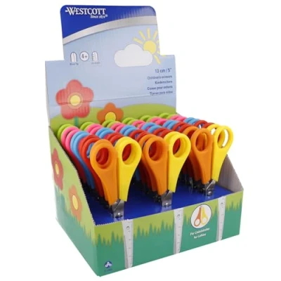 Image of Westcott E 2150S Kids Scissor Witch cm Scale, Blunt tip, 5&quot;/13 cm, 30 pcs. Assorted, Right and lefthanded use
