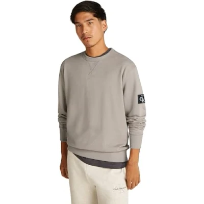 Image of Calvin Klein Jeans Badge CREW NECK Sweatshirt, Men&#039;s, Size: XS, Rock ridge