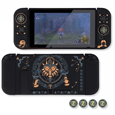 Image of ITONGGUYUKI Dockable Protective Case Compatible with Switch, Hard Shell cover for switch and Joy Con Controllers 4 Thumb Grips,zelda tears of the kingdom Carrying