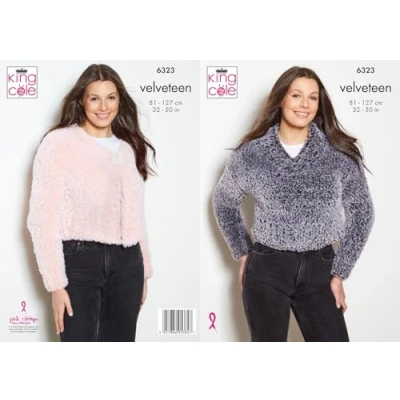 Image of King Cole Ladies Knitting Pattern Womans Velveteen Plush Cardigan &amp; Sweater (6323)
