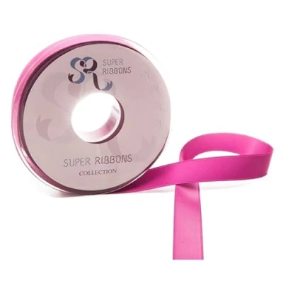 Image of SR SUPER RIBBONS®™ Full Reel 6mm Double Faced Satin Ribbon, 20 Metres on Raspberry Pink