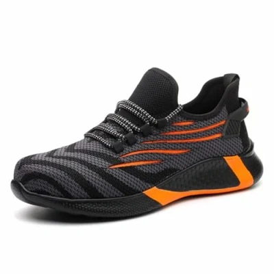 Image of Safety Shoes Trainers Mens Women Lightweight Breathable Work Steel Toe Cap Orange
