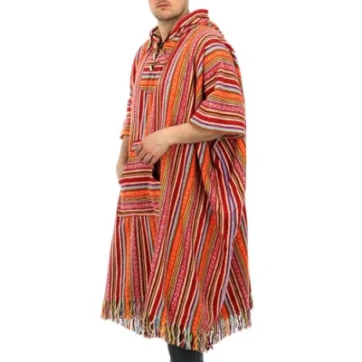 Image of LOUDelephant Brushed Cotton Long Hooded Poncho Blood Orange