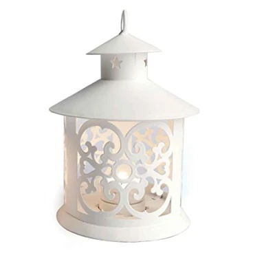 Image of Excelsa Pagoda Lantern, Metal (white) 12 x 19 cm Bianco