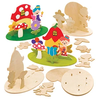 Image of Baker Ross AW283 Wooden Fairy Scene (Pack of 4), Wood