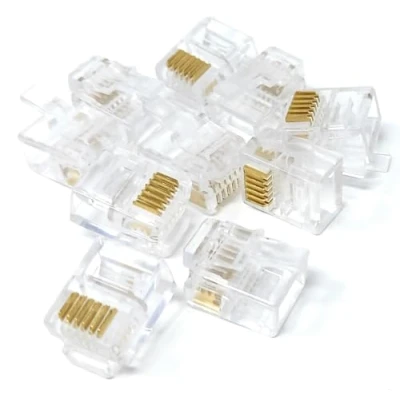 Image of DRUT 10pcs. RJ12 (RJ11) 6p6c Crimps Plug Ends ADSL VDSL Telephone Cable Connectors Plugs 6Pin, 6 Position Conductor