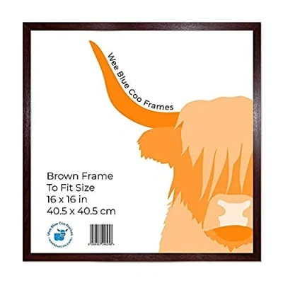 Image of Square Brown Wooden Picture Frame 16 x Inch (40.5 40.5 cm) Acrylic Safety &#039;Glass&#039; Photo
