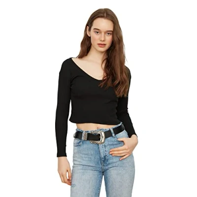 Image of Trendyol Women Slim fit Basic Crew Neck Knitted Blouse