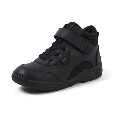 Image of Kickers Infant Boy&#039;s Stomper Hi Leather School Shoes, Black, 5 UK Child