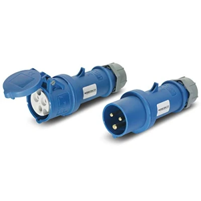 Image of CEE Plug &amp; Coupling Set 230 V/16 A 3P Blue IP44 Camping Mennekes