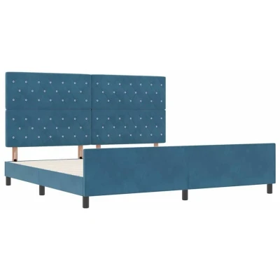 Image of vidaXL Bed Frame Dark Blue 200x200 cm Velvet