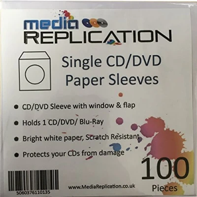 Image of CD Paper Sleeves White with Window and Flap ALL QUANITIES (800)