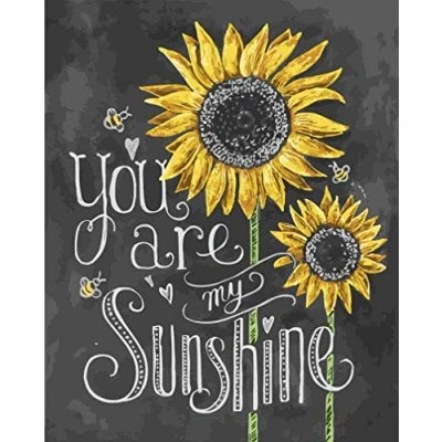 Image of Awesocrafts Paint by Numbers Kits, Sunflowers Bees Quotes You are My Sunshine Number Painting for Adults 16x20 inch (Sunflower, No Frame)