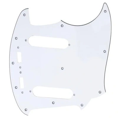 Image of Musiclily Pro 12 Hole Guitar Pickguard for MIJ Fender Japan Mustang, 3Ply White