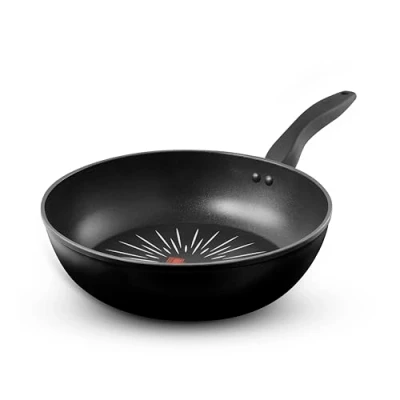 Image of Tower T800306 SmartStart Forged 28cm Aluminium Wok with Easy Clean Aeroglide Non Stick, 8X Stronger, Induction Compatible, Oven Safe, Long Lasting, PFOA Free, Black