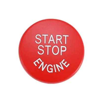 Image of YINETTECH Engine Start Stop Button Cover Replacement Compatible with BMW X5 E70 X6 E71 E60 E87 E83 E89 3 Series E90 E91 E92 Switch Red