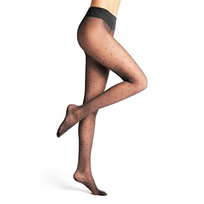 Image of FALKE Women&#039;s Dot Vitalize 20 DEN W TI Sheer Shaper Effect 1 Pair Tights, Black (Black 3009), XL