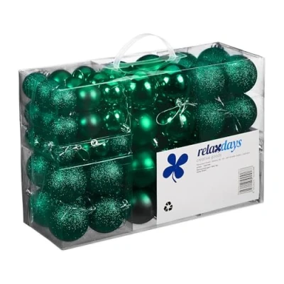 Image of Relaxdays Christmas Baubles Set of 100, Festive Ornaments, Matt, Shiny, Glitter, Tree Balls ∅ 3, 4 &amp; 6 cm, Assorted