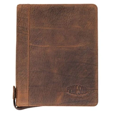 Image of Pride &amp; Soul 30121 Organiser A5 Wick, Zip Writing Case Made of Real Leather in Brown, Folder Approx. 24 x 19 cm, Conference with Notepad, Pen Loop and 4 Business Card Compartments