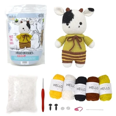 Image of KNITTY CRITTERS Hello Buddies Crochet Kit Milo The Bull
