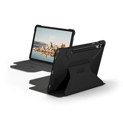 Image of UAG Designed for Galaxy Tab S9 Plus Case 12.4&quot; 2023 SM X810 Metropolis SE Black, Multi Angle Kickstand Folio with Auto Wake/Sleep &amp; S Pen Holder Rugged Protective Cover by URBAN ARMOR GEAR