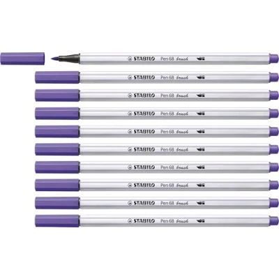 Image of Premium Fibre Tip Pen with brush STABILO 68 Pack of 10 Violet