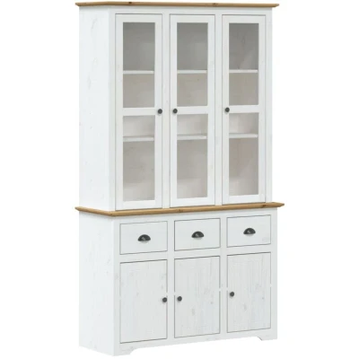 Image of vidaXL Highborad &quot;BODO&quot; White and Brown 115.5x43x200.5cm Solid Wood Pine