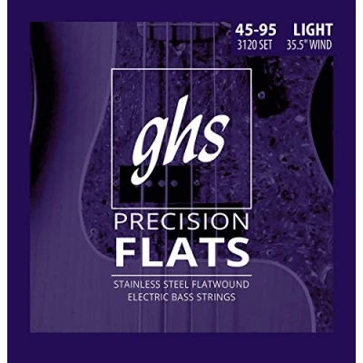Image of GHS Strings 3120 Medium Scale, 4 String Bass Precision Flats, Stainless Steel Flatwound, 35.5&quot; Winding, Light (.045 .095)