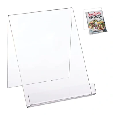 Image of Relaxdays 10027278 Holder A4, Acrylic Display for Large Books, Sturdy, Reading Stand HxWxD 24x21x19 cm, Transparent