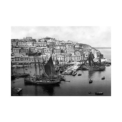 Image of Wee Blue Coo Vintage Photo Brixham England History Old Wall Art Print