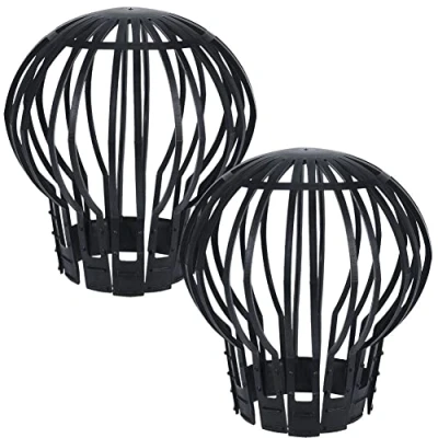 Image of Vilde Protection Basket Gutter Filter for Downpipes Against Blockages Leaves Black Set of 2, 12,5 x 15 cm