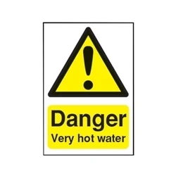 Image of Safety Sign Danger Very Hot Water 75x50mm Self Adhesive