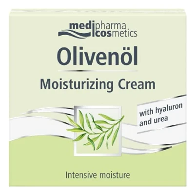 Image of Medipharma Cosmetics Olivenol Moisturising Cream Face Hyaluronic Acid Anti Wrinkle 50 ml and Ageing Treatment with Olive Oil, Shea Butter Urea (Women