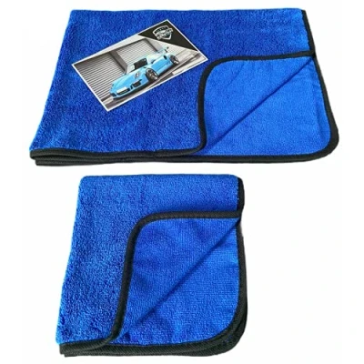 Image of Topteck Signature Car Care Twin pack, Extra Large Microfibre Drying Towel (90cmx70cm) plus small Cloth (45cmx45cm) Super Absorbent Cleaning Accessories