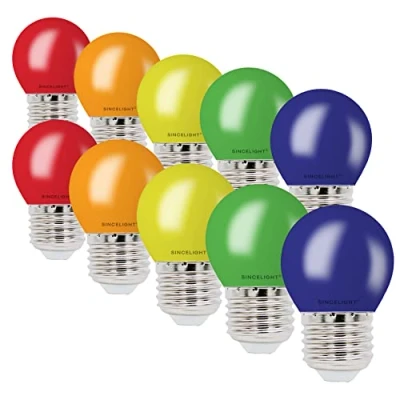 Image of SINCELIGHT E27 LED Coloured Bulbs 1W Red Green Blue Orange Yellow Mixed Color,Festive Decorative Garden Party Light,Pack of 10