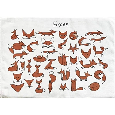 Image of Half a Donkey The Foxes Large Cotton Tea Towel