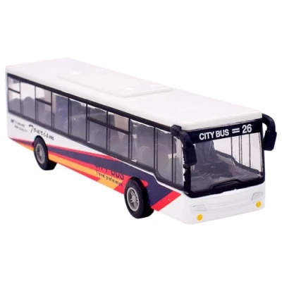 Image of KCJDCDG toy Bus Alloy Diecast Pull Back Vehicles Metal Cars Model Mini Car City Blue Gifts for Boys Girls Kids White