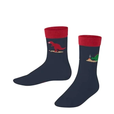 Image of FALKE Unisex Kids Dinosaurs K So Cotton Patterned 1 Pair Socks, Blue Space 6116, 5.5 8