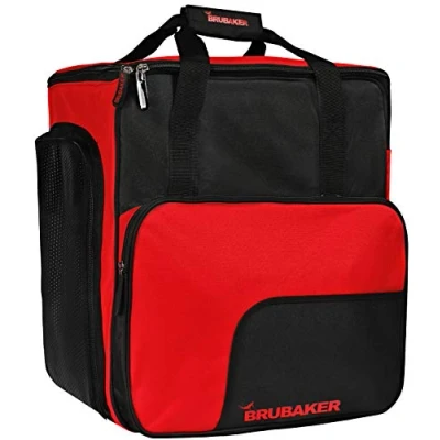 Image of BRUBAKER Ski Boot Bag Backpack SUPER FUNCTION Holds Equipment Incl. Helmet Red/Black