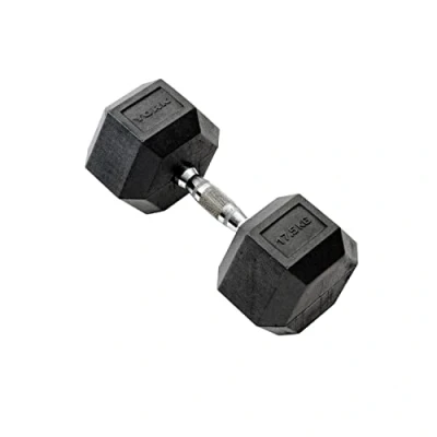 Image of York 17.5kg Rubber Hex Dumbbell