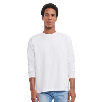 Image of Russell Athletic Unisex Adult Plain Classic Long Sleeved T Shirt (White) Size 4XL