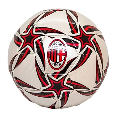 Image of Mondo 13448 Pallone Da Calcio Cucito Prodotto Ufficiale Colore Rosso Nero Toys Sewn Football A.c. Milan Pro Official Product Size 5 400 g Black 13448, Red Black, Misura