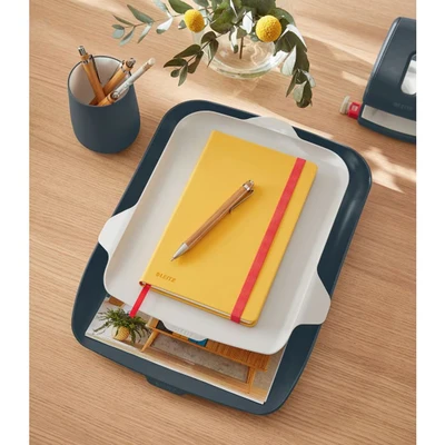 Image of Leitz Cosy Series A4 Letter Tray with Organiser, Pack of 4, Velvet Grey, 52590089