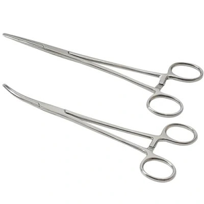 Image of 2 Pcs 12.5cm Piercing Pliers Set, Straight Head Locking Pliers, Stainless Steel Tweezers, Sawtooth Design for End Sewing, Soldering, Arts, Crafts (1 &amp; 1 Curved)