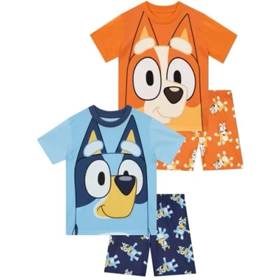 Image of Bluey Pyjamas 2 Pack Boys Bingo Short PJs For Blue 5 6 Years