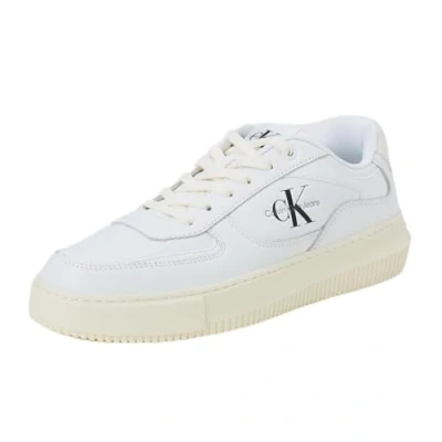 Image of Calvin Klein Women&#039;s Chunky Low Top Cupsole Trainers, White (Bright White/Creamy White), 8