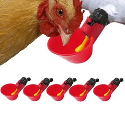 Image of 6pcs Automatic Chicken Drinker Cups, Poultry Feeder, Water Drinking Cups for Livestock Hen Duck Bird, Red Plastic Backyard Feeder Bird Quail Pigeon