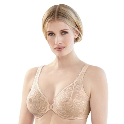 Image of Glamorise Full Figure Plus Size Wonderwire Front Closure Stretch Lace Bra Underwire #9245