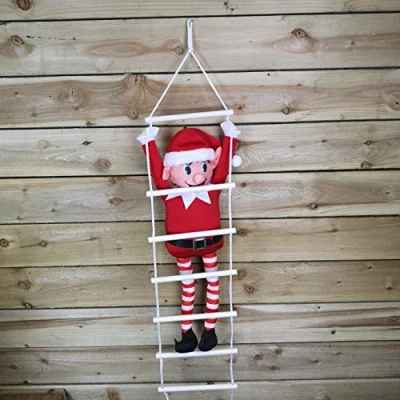Image of Elves Behaving Badly 80cm ELF ON A LADDER Christmas Festive Character DECORATION